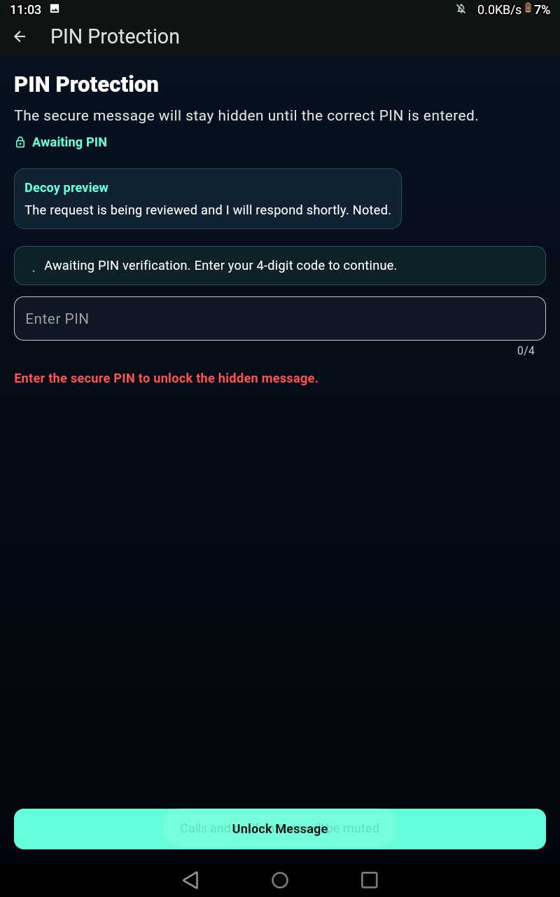 CipherX PIN Protection